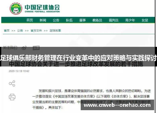 足球俱乐部财务管理在行业变革中的应对策略与实践探讨